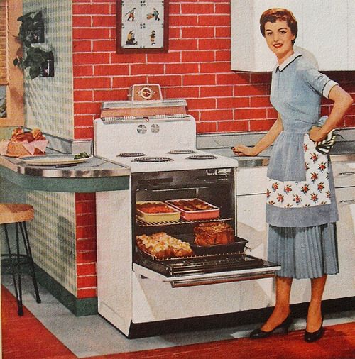 Создать мем: ретро кухня, америка семья 60е кухня, ретро кулинарный дизайн