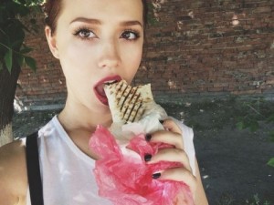 Create meme: shaurma in Moscow, Shawarma girl, One