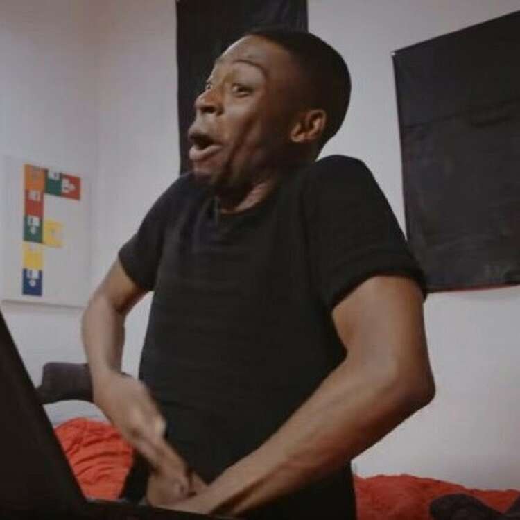 Create meme: Negro climbs in your pants meme, Negro with a laptop, a negro with hands meme