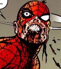 Создать мем: человек паук зомби, кровавые комиксы, красный череп комикс