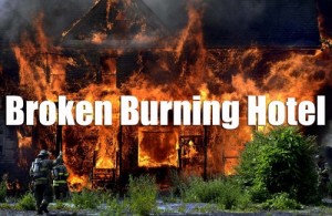 Create meme: caught fire, people were burned, burning house