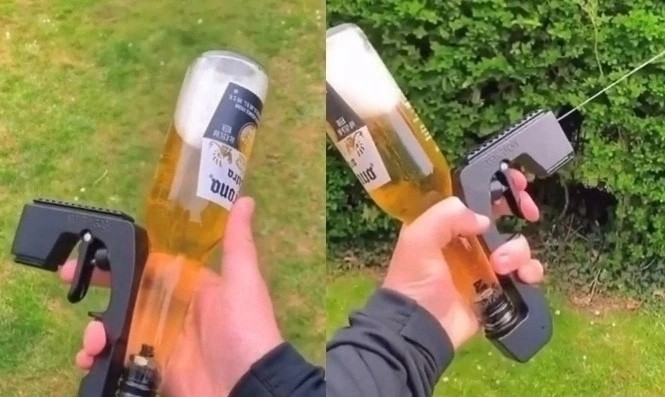 Create meme: A beer gun, opens beer with a pistol, bottle opener