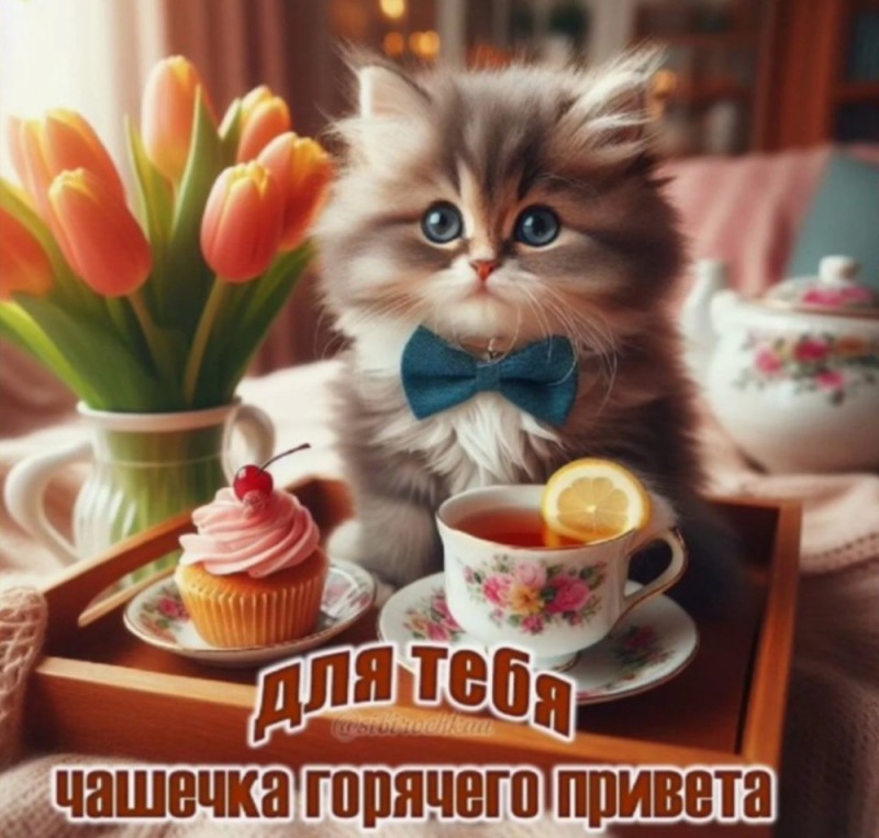 Создать мем: вам доброго утра, доброе утро с котиками, открытка