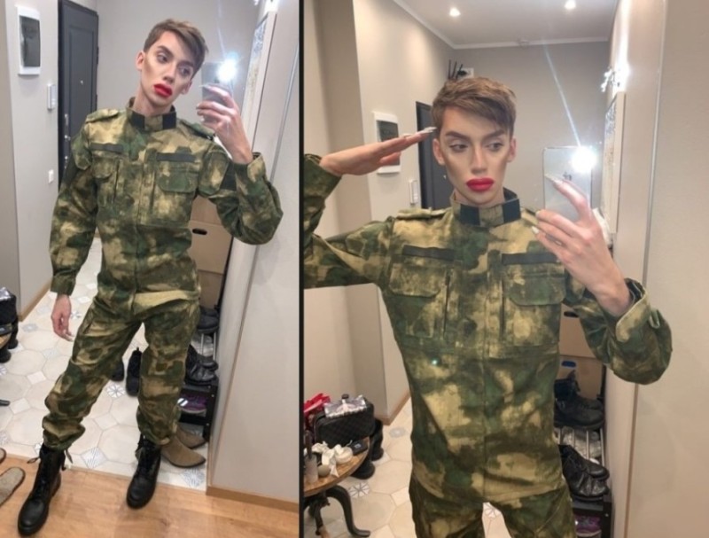 Create meme: blogger Andrey Petrov in the army, in uniform, andrey petrov blogger in military uniform