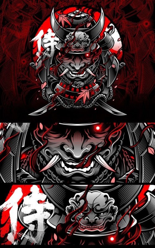 Создать мем: ронин самурай демон, самурай, самурай на красном фоне