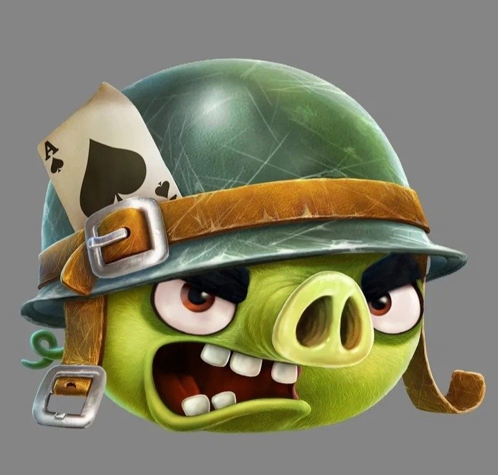 Create meme: pig in a helmet, screenshot , angry birds 2 