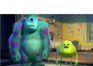 Create meme: Mike wazowski meme with the face of Sally, monsters from the movie monsters Inc., Mike Wazowski