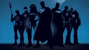 Создать мем: силуэты супергероев, супергерои лига справедливости, лига справедливости знаки героев