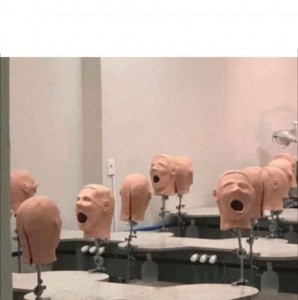 Create meme: scary pictures, pictures of surgical operating table hospital, dummy crash test