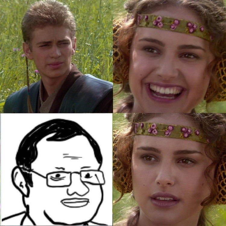 Create meme: Anakin and Padme memes, Anakin and Padme on a picnic, Star Wars meme Anakin and Padme