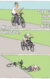 Create meme: klyatyh Muscovites bike, meme bike, templates memes stick in the wheel