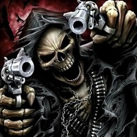 Create meme: skeleton, skeleton with a gun