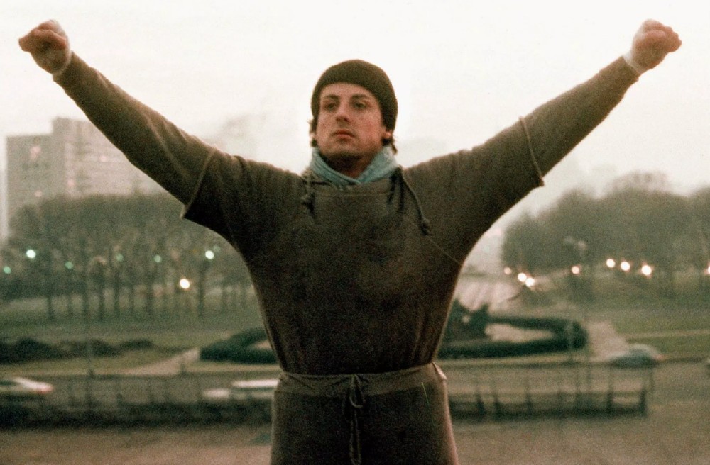 Create meme "rocky back photo, rocky Balboa hand, stills from the film