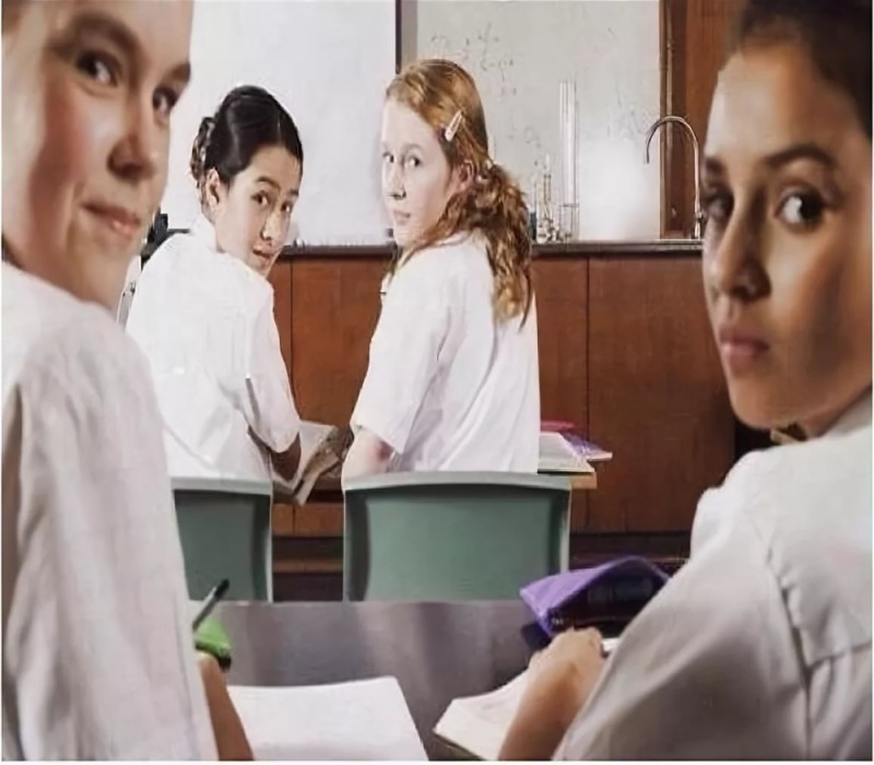 Create meme: school, schoolchildren turned around in class meme, in the class 