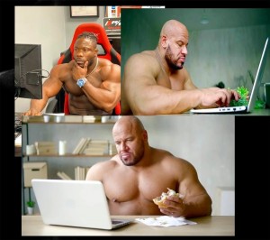 Create meme: male Jock, a wrestler with a laptop, Jock