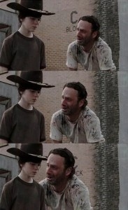 Create meme: Carl the walking dead, Rick and Carl meme, Carl meme