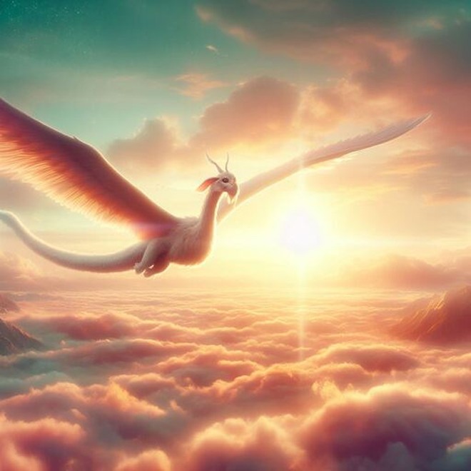 Create meme: The flying dragon, A dragon in the sky, feathered dragon