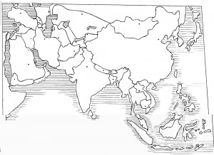 Create meme: outline map of Asia to print, outline map Southeast Asia, map of Asia black and white