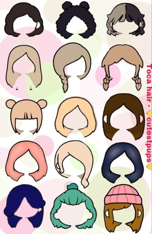 Create meme: hair application, short hair for paper dolls toka boka, toca boca hairstyles