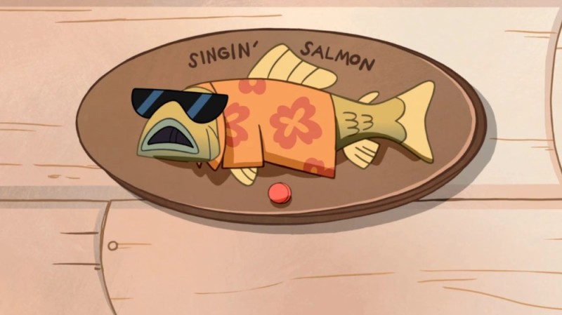 Создать мем: salmon fish, мультяшная рыба, я лосось поющий на пляжу