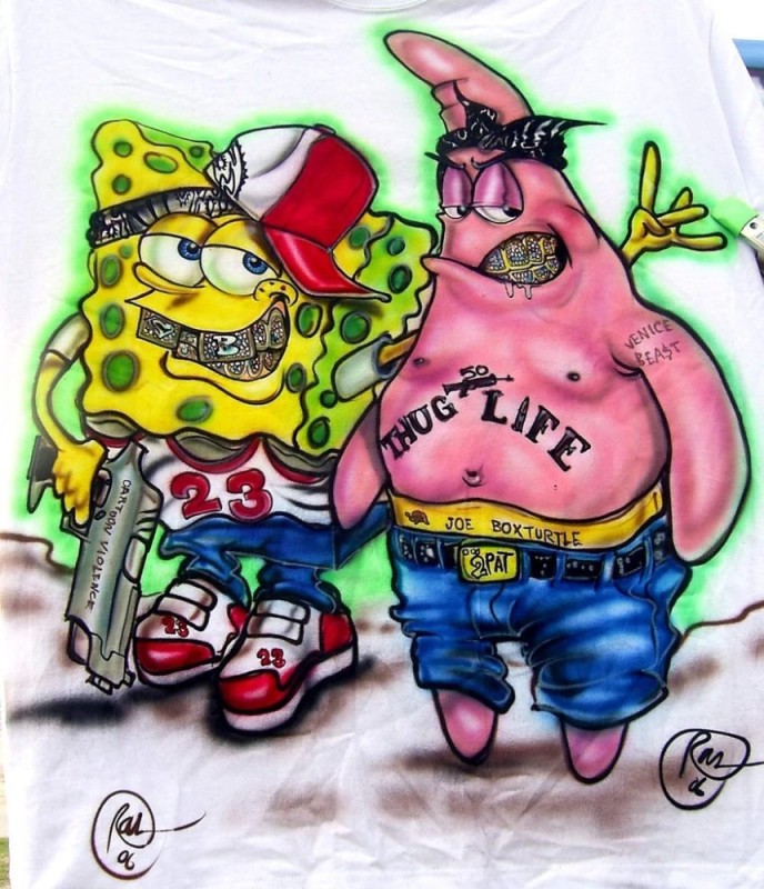 Create meme: Patrick spongebob, spongebob and Patrick , Spongebob and Patrick are gangsters