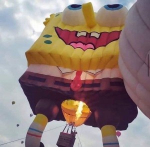 Create meme: big balloon, sponge Bob square, spongebob balloon burning