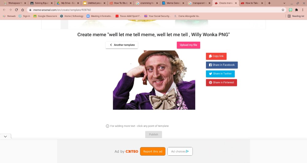#Willy Wonka. adding more text - click any point of template. 