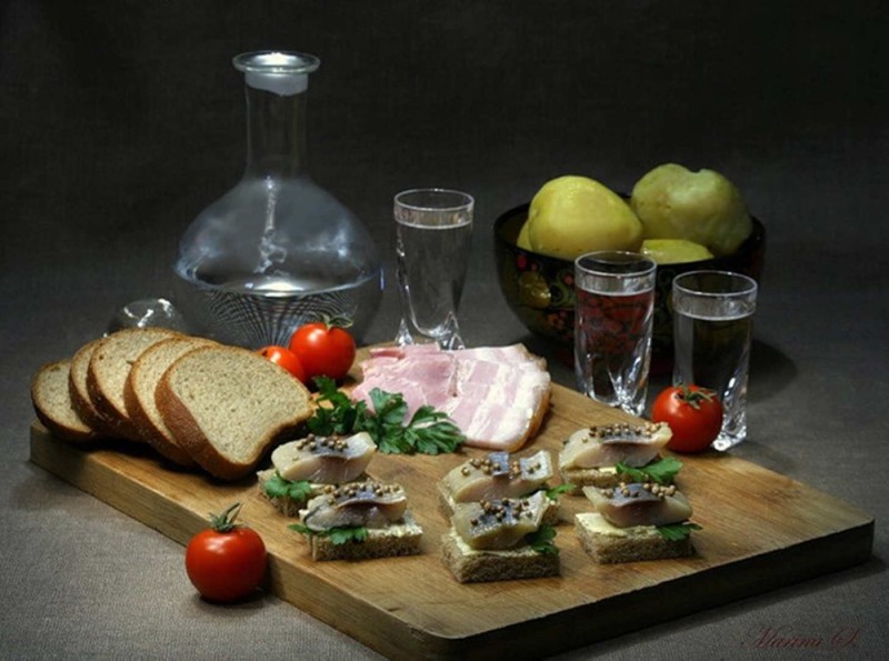 Create meme: still life with vodka, appetizer to vodka, still life with vodka and snack