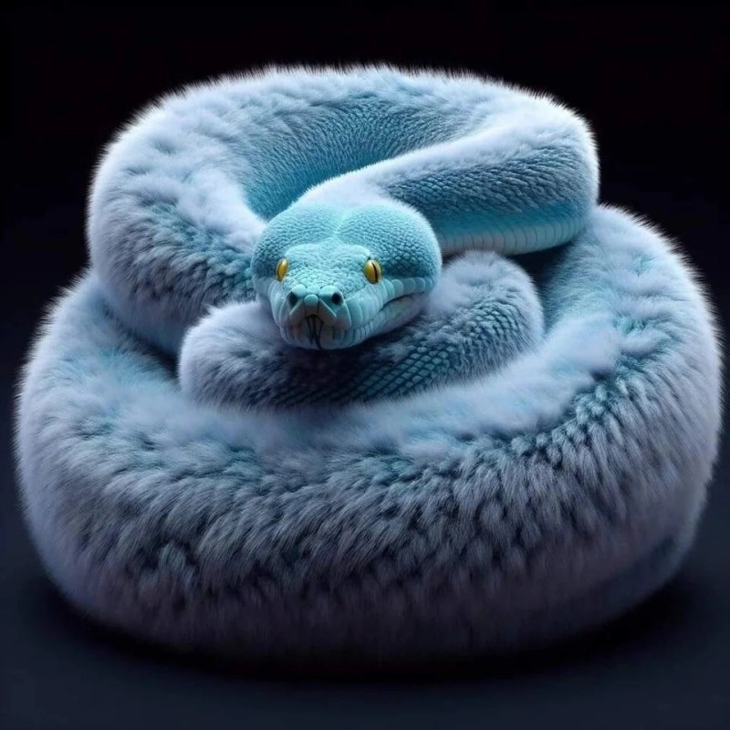 Create meme: fluffy snakes, fluffy snake, The blue snake