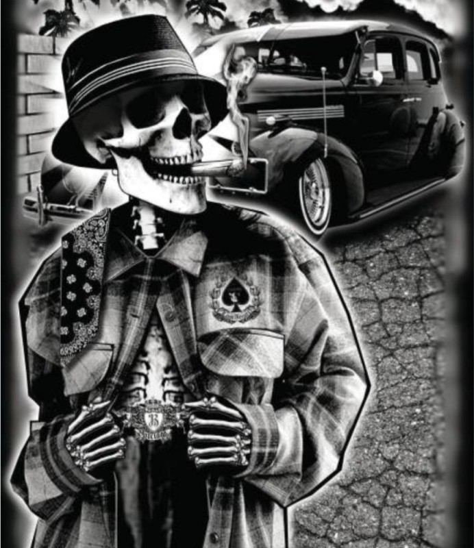 Create meme: skeleton gangster, Chicano, gangster drawing