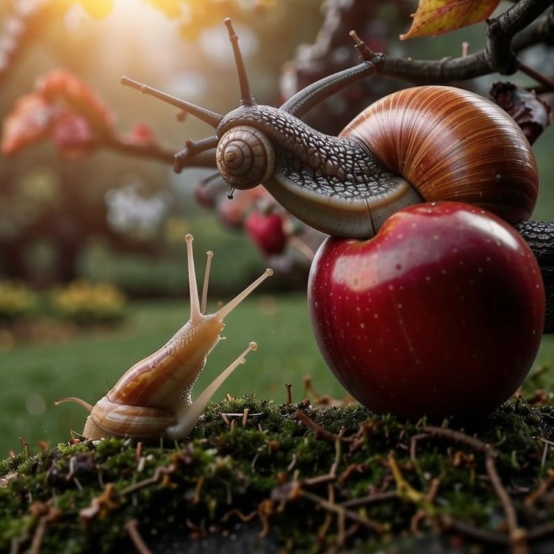 Create meme: snail , apple snail, snail macro