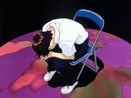 Create meme: Shinji is sitting on a chair, evangelion Shinji, Shinji on the evangelion chair