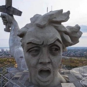 Create meme: the monument mother homeland, Motherland Volgograd face