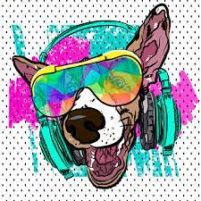 Create meme: pop art paintings, pop art, dog in headphones