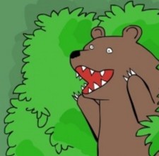 Create meme: meme bear , a bear screaming from the bushes, bear in the bushes 