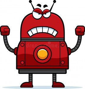 Создать мем: злой робот для детей, злой робот вектор, красный мультяшный робот