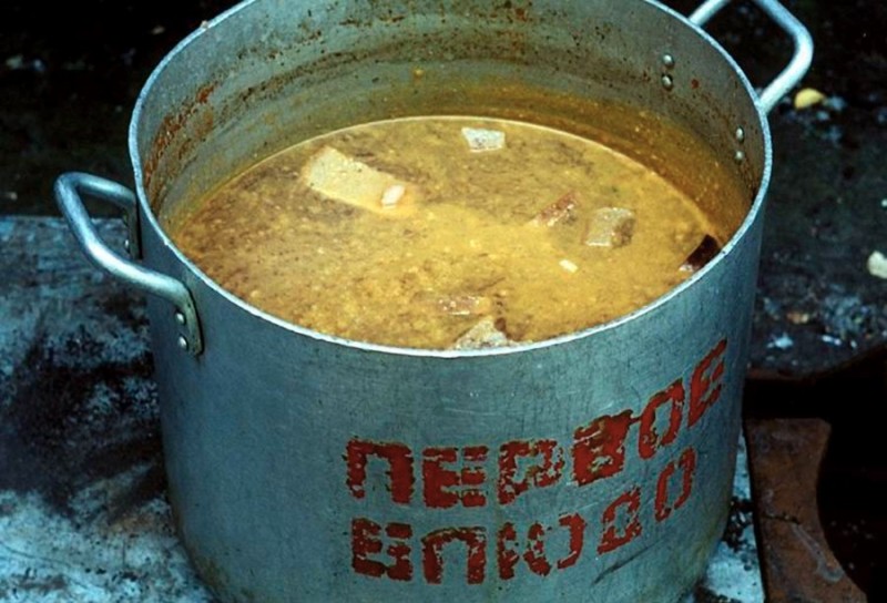 Create meme: Soviet recipes, a pot of soup, dishes of the USSR
