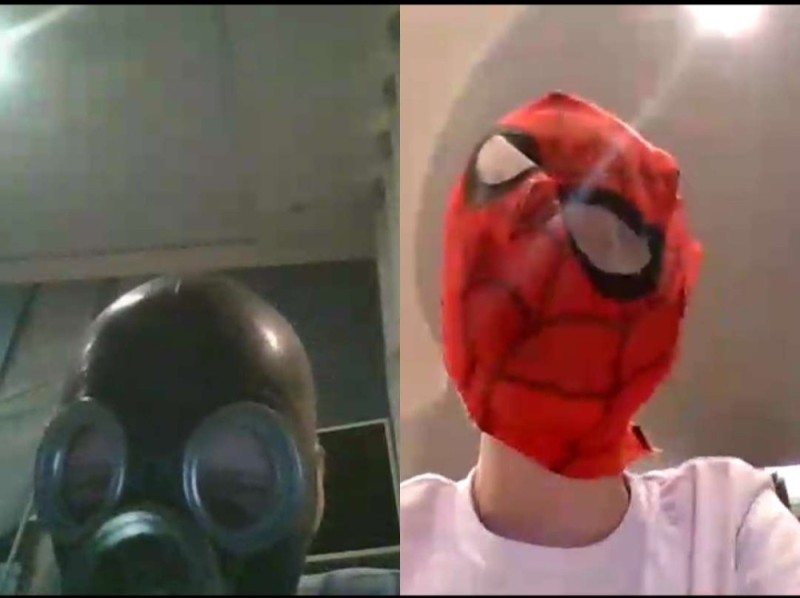 Create meme: the mask spider man, spider-man mask with working eyes, deadpool mask on the floor of the face