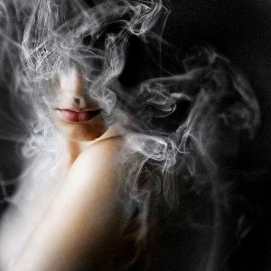 Create meme: smoke, the animation of the girl in the smoke, girl smoke art