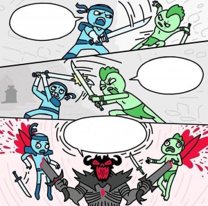 Create meme: memes are templates for comics, battle the ninja with the green man meme template, comics memes