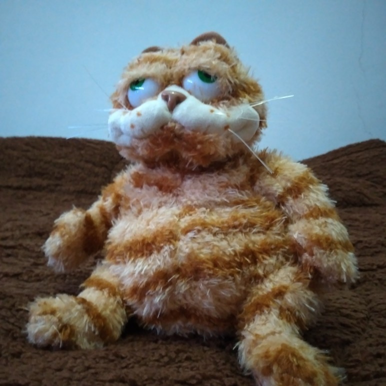 Create meme: soft toy cat, soft toy Garfield, Garfield is a toy