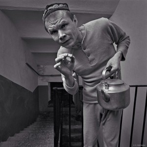 Create meme: kettle man, Alexander Bashirov with a kettle