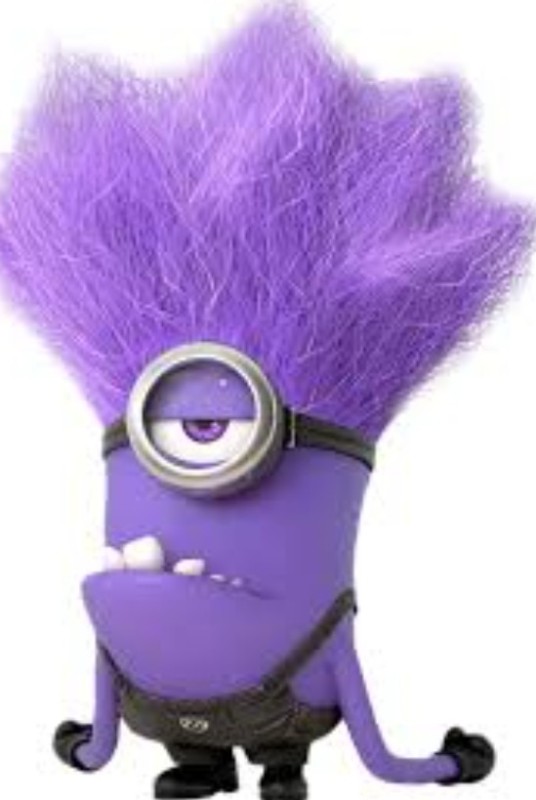 Создать мем: миньон фиолетовый, фиолетовый миньон орет, миньон с фиолетовыми волосами