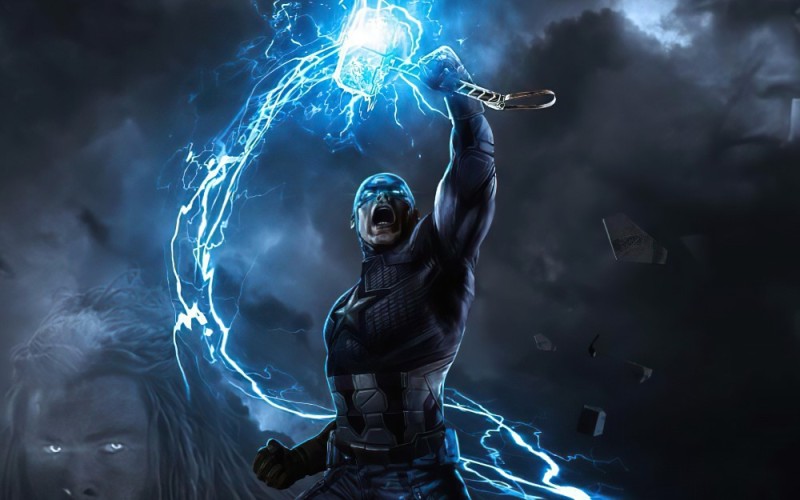 Create meme: lightning power, Captain Marvel Mjolnir, Captain America the Hammer of Thor