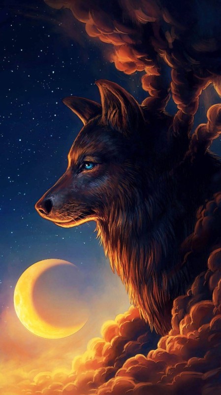 Create meme: wolf spirit, lone wolf art, moon wolf