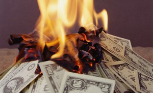 Create meme: money, Money in the fire