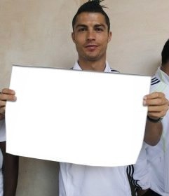 Create meme: ronaldo with a leaf, Cristiano Ronaldo with a sign, ronaldo signa without inscription