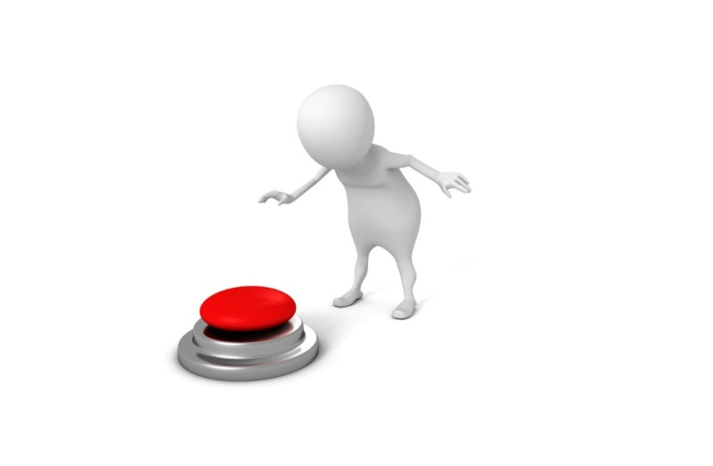 Create meme: the little man presses the button, men for presentation, red button
