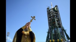 Create meme: the priest, sanctification, the priest baptizes the rocket