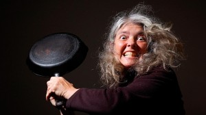 Create meme: crazy woman, picture of angry woman with a frying pan, a woman with a frying pan